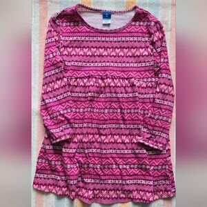 3T Pink Fair Isle Patterned Long Sleeve Dress Old Navy